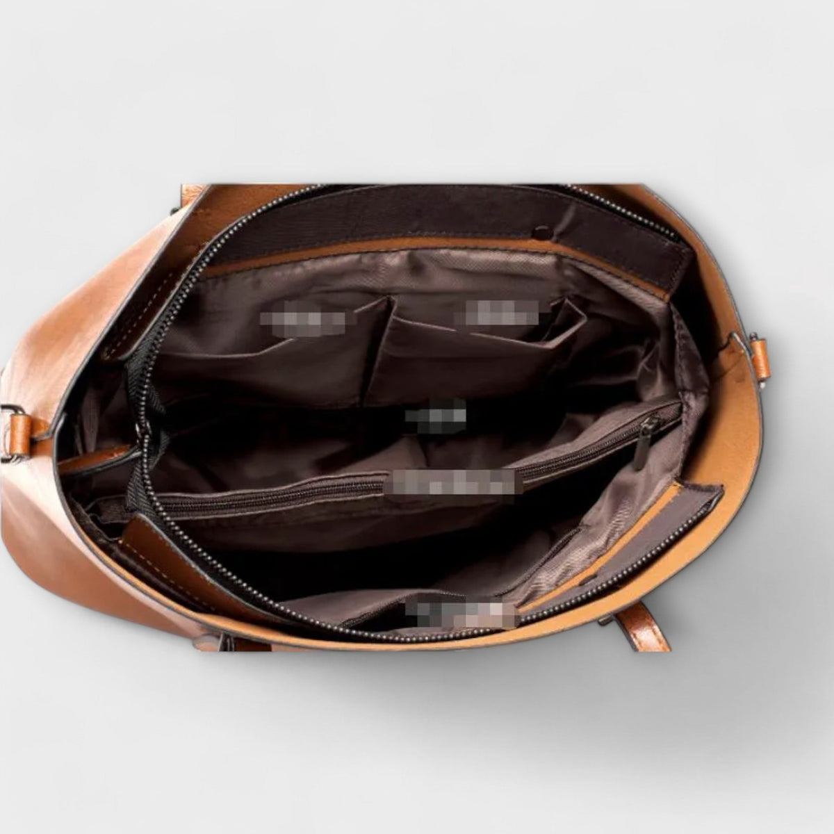 Large Leather Shoulder Bag with Adjustable Buckle Straps