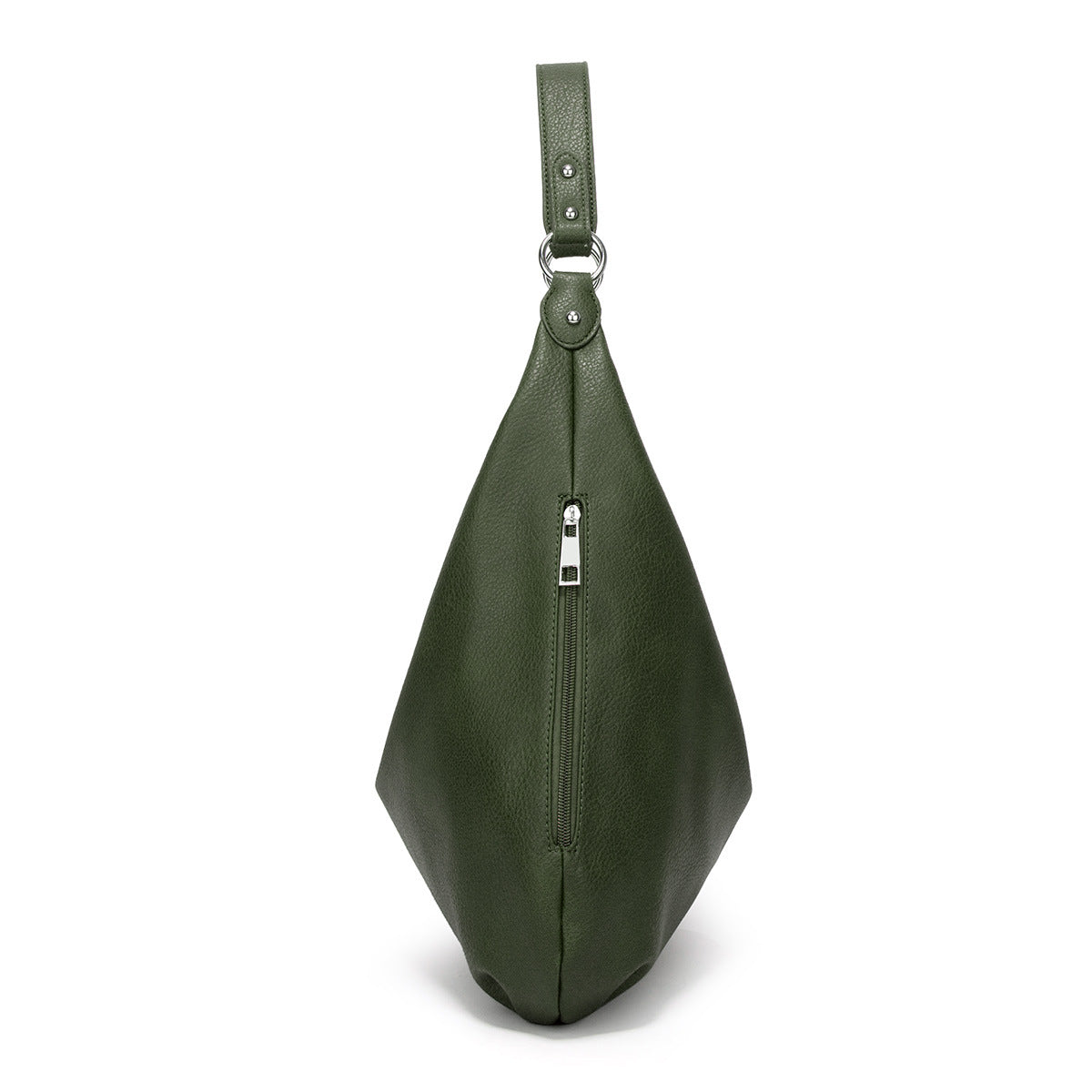 Large Leather Shoulder Bag with Silver Hardware