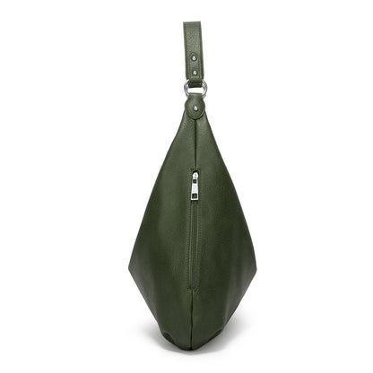 Large Leather Shoulder Bag with Silver Hardware