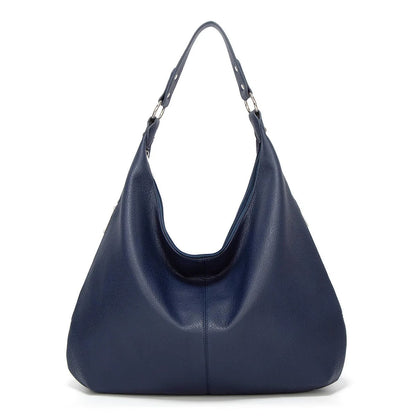 Large Leather Shoulder Bag with Silver Hardware