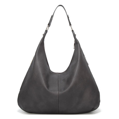 Large Leather Shoulder Bag with Silver Hardware