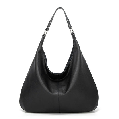 Large Leather Shoulder Bag with Silver Hardware