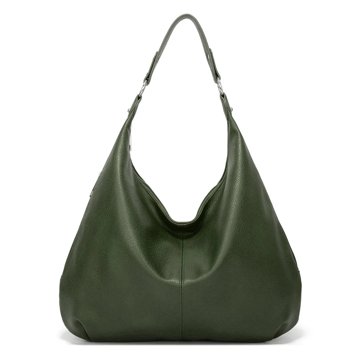 Large Leather Shoulder Bag with Silver Hardware