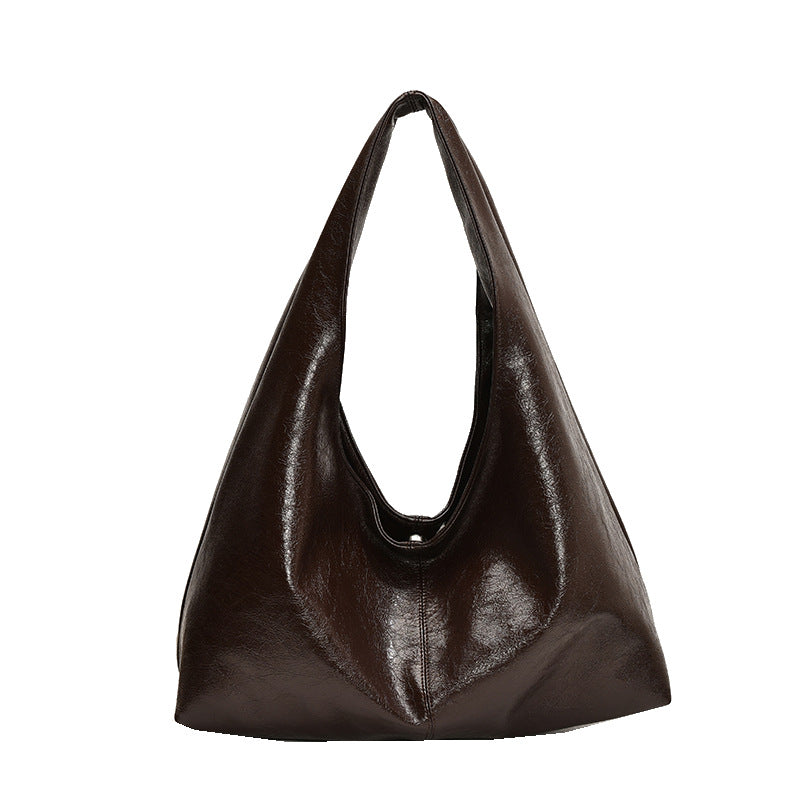 Large Leather Shoulder Bag with Soft Structured Shape
