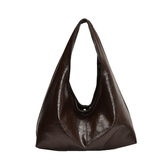 Large Leather Shoulder Bag with Soft Structured Shape
