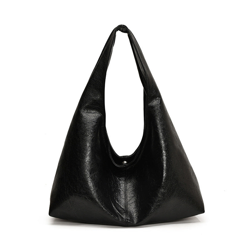Large Leather Shoulder Bag with Soft Structured Shape
