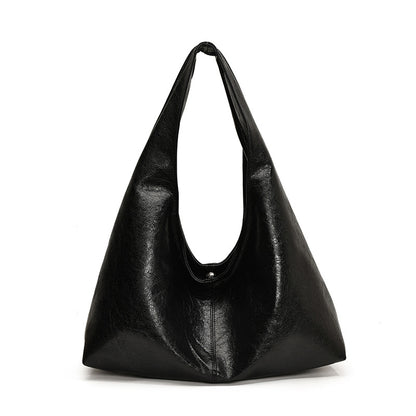 Large Leather Shoulder Bag with Soft Structured Shape