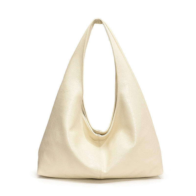 Large Leather Shoulder Bag with Soft Structured Shape