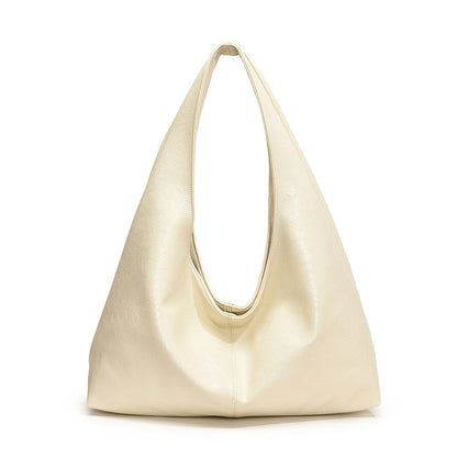 Large Leather Shoulder Bag with Soft Structured Shape