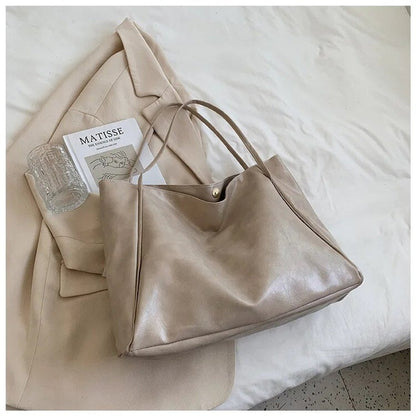 Large Leather Shoulder Bag with Twin Handles