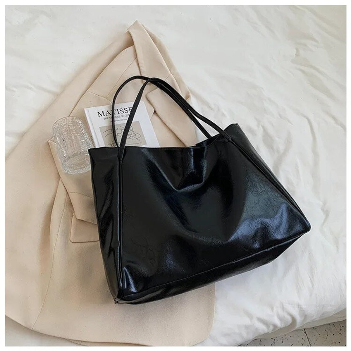Large Leather Shoulder Bag with Twin Handles
