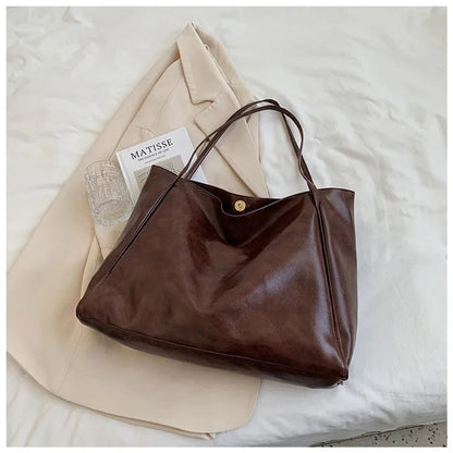 Large Leather Shoulder Bag with Twin Handles