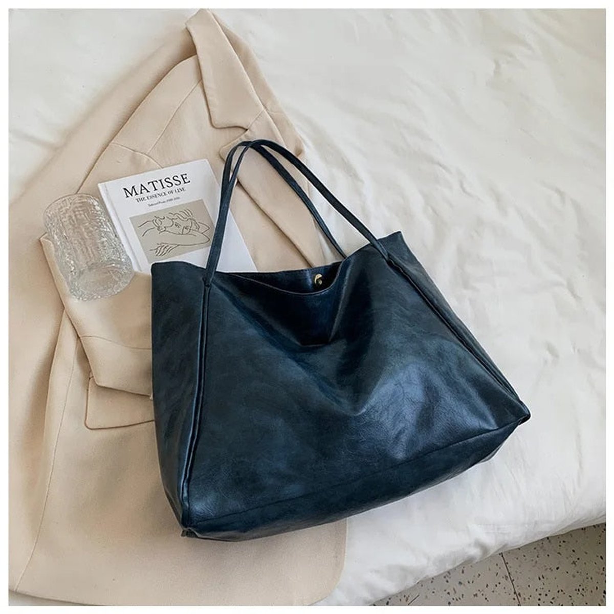Large Leather Shoulder Bag with Twin Handles