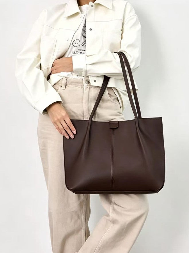 Large Leather Tote Bag with Centre Seam Detail