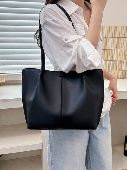 Large Leather Tote Bag with Centre Seam Detail