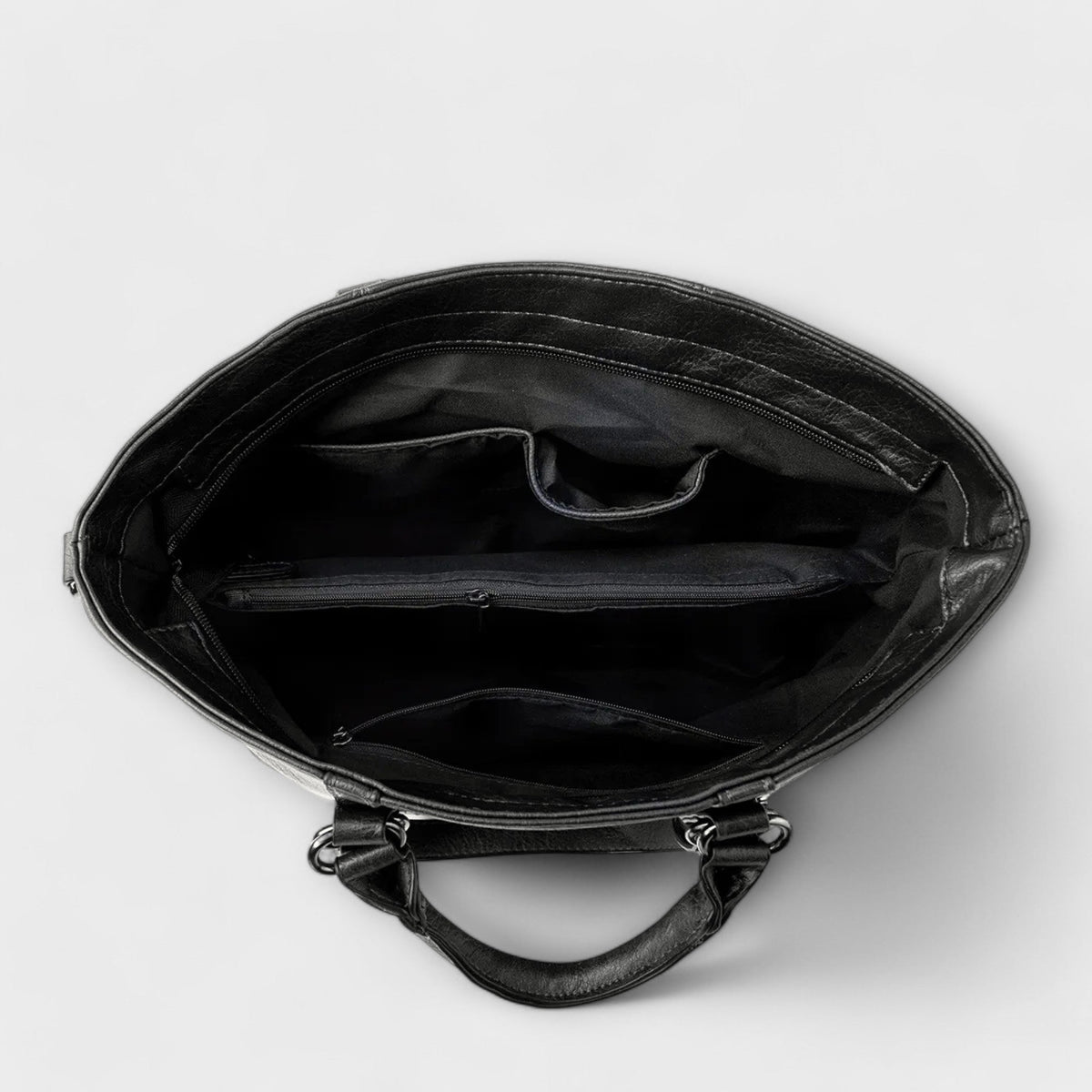 Large Leather Tote Bag with Detachable Shoulder Strap and Side Zip Pocket