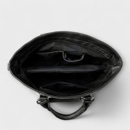 Large Leather Tote Bag with Detachable Shoulder Strap and Side Zip Pocket