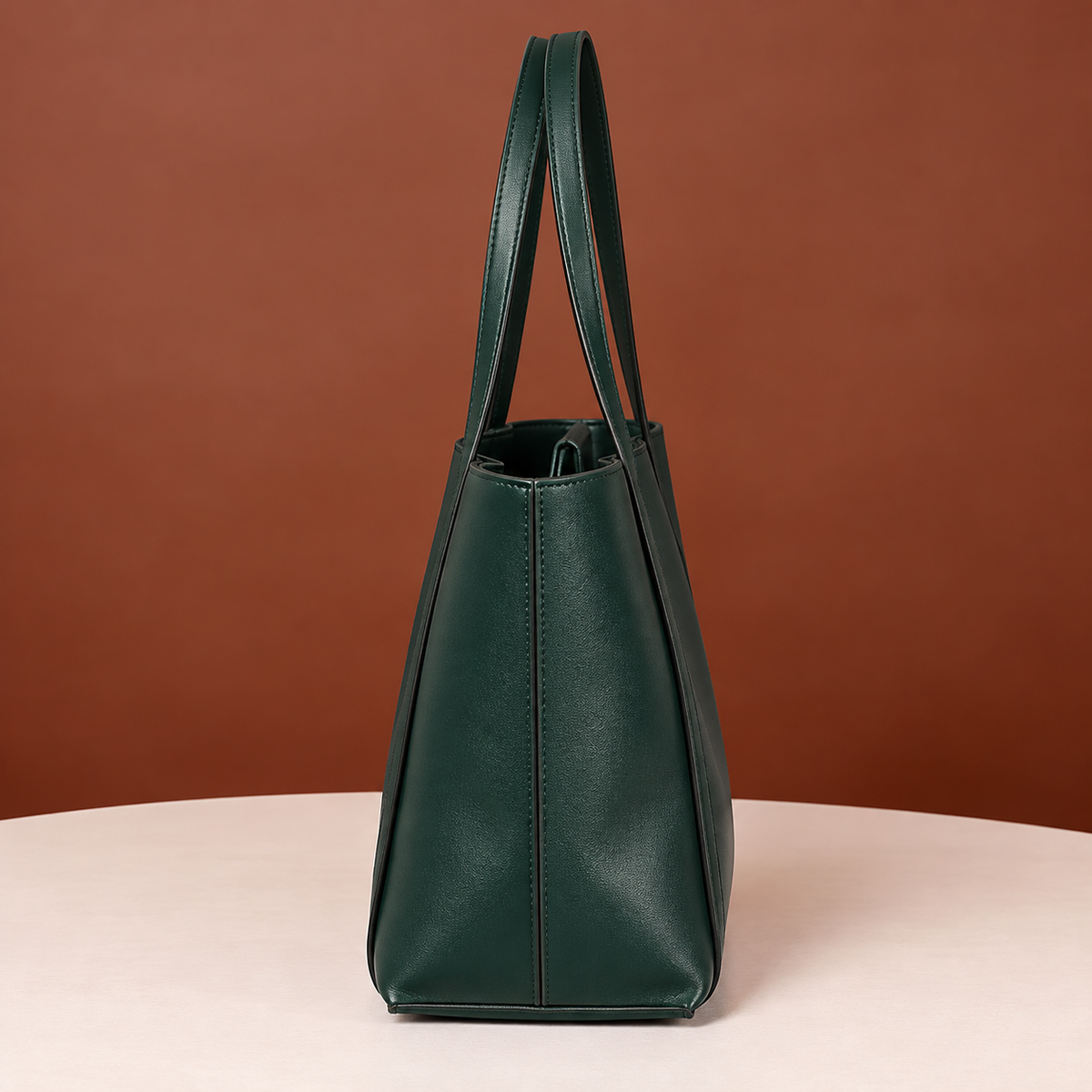 Large Leather Tote Bag with Double Shoulder Straps