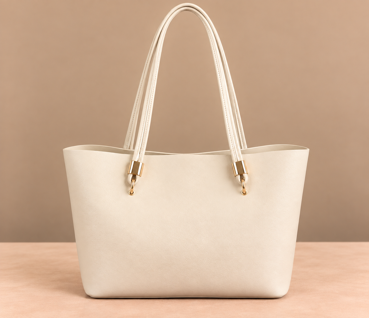 Large Leather Tote Bag with Gold Hardware