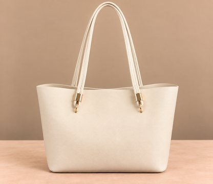Large Leather Tote Bag with Gold Hardware