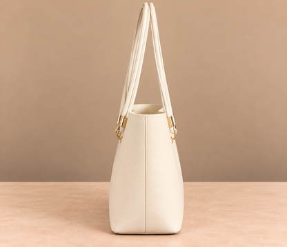 Large Leather Tote Bag with Gold Hardware