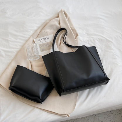 Large Leather Tote Bag with Inner Pouch