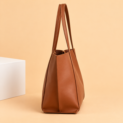 Large Leather Tote Bag with Inner Zip Pouch