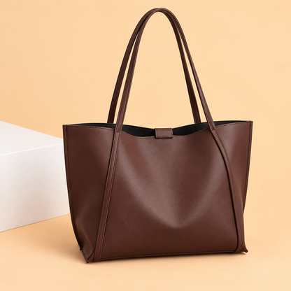 Large Leather Tote Bag with Inner Zip Pouch