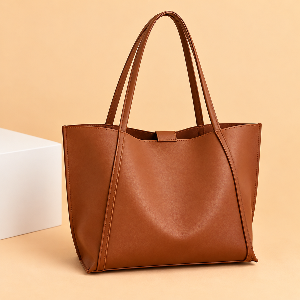 Large Leather Tote Bag with Inner Zip Pouch