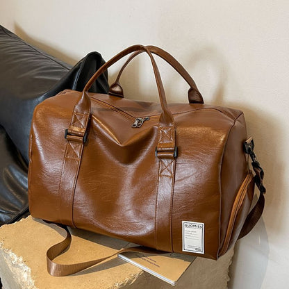 Large Leather Weekender Bag with Detachable Shoulder Strap