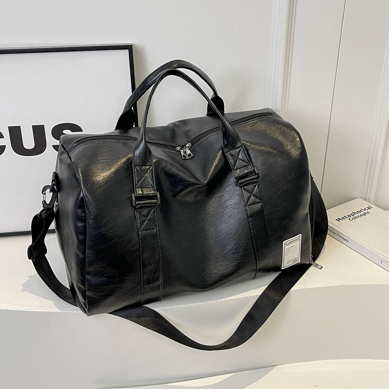 Large Leather Weekender Bag with Detachable Shoulder Strap