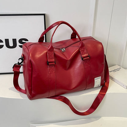 Large Leather Weekender Bag with Detachable Shoulder Strap