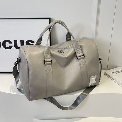 Large Leather Weekender Bag with Detachable Shoulder Strap