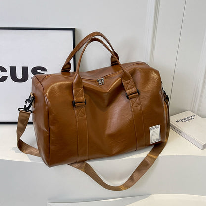 Large Leather Weekender Bag with Detachable Shoulder Strap
