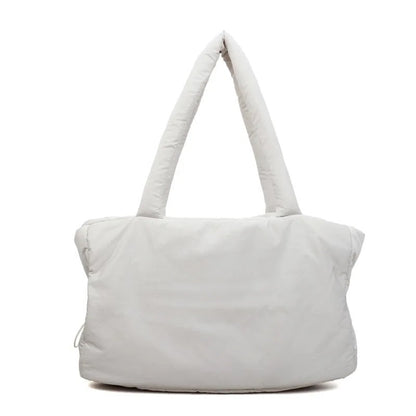 Large Quilted Puffer Tote Bag with Padded Handles