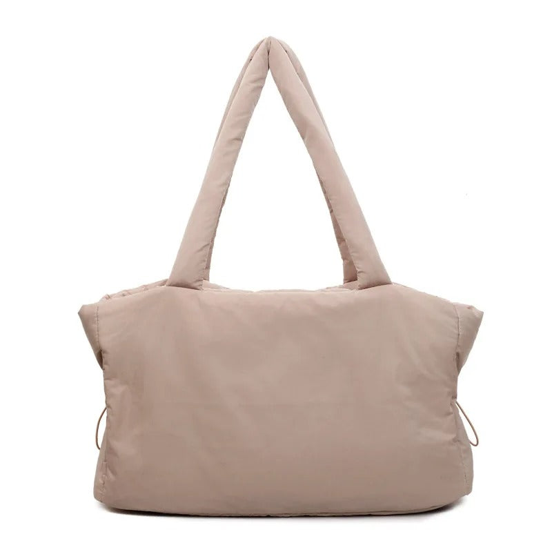 Large Quilted Puffer Tote Bag with Padded Handles