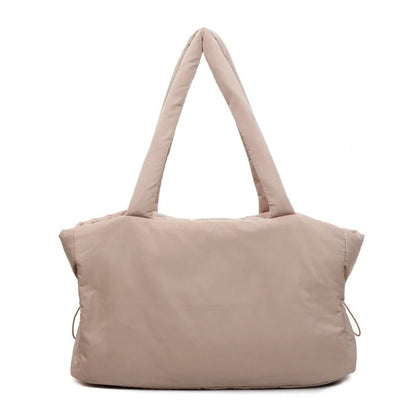 Large Quilted Puffer Tote Bag with Padded Handles