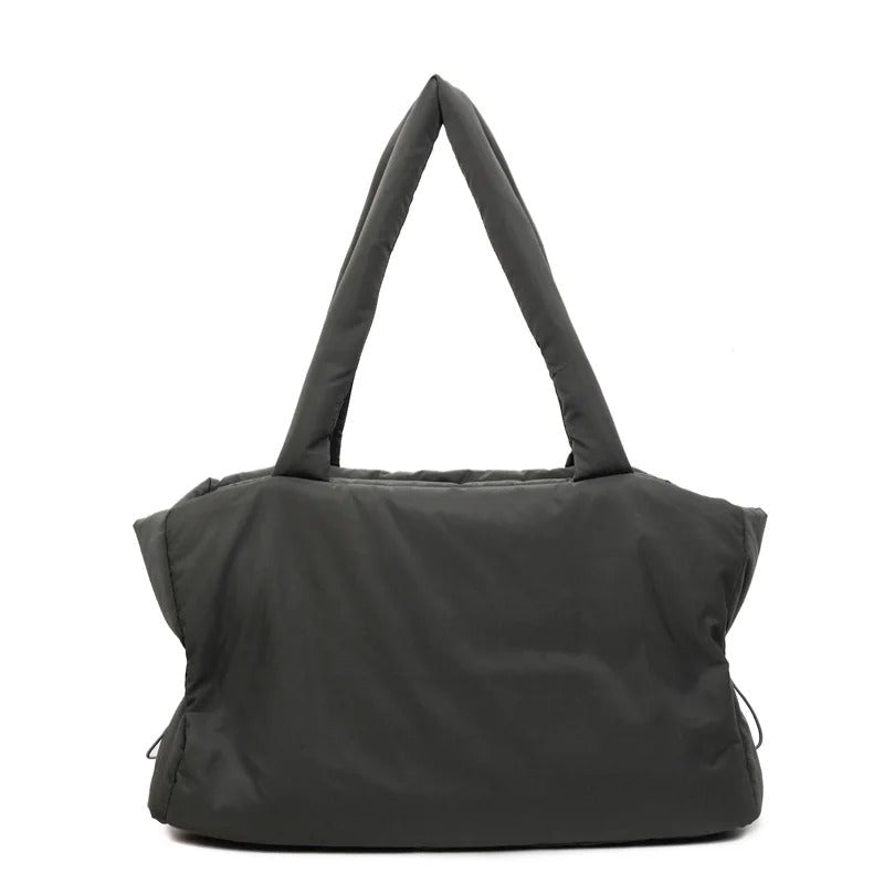 Large Quilted Puffer Tote Bag with Padded Handles