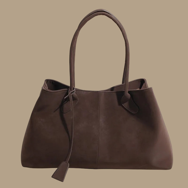 Large Suede Shoulder Bag with Knot Strap Detail