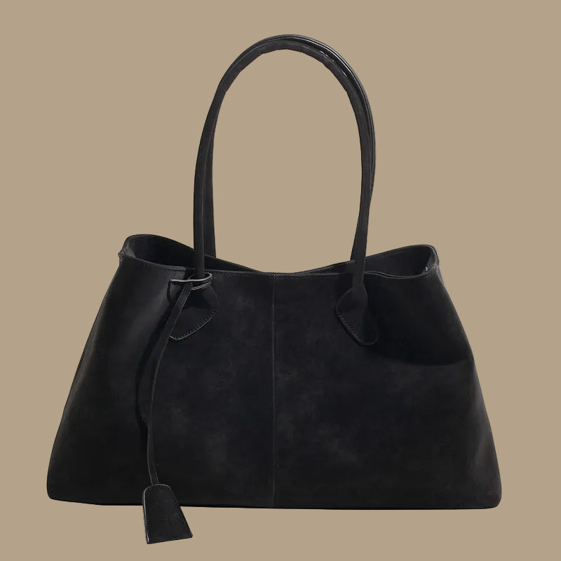 Large Suede Shoulder Bag with Knot Strap Detail
