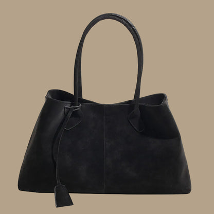 Large Suede Shoulder Bag with Knot Strap Detail