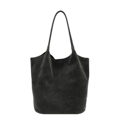 Large Suede Tote Bag with Single Shoulder Strap