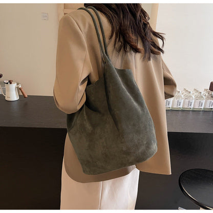 Large Suede Tote Bag with Single Shoulder Strap