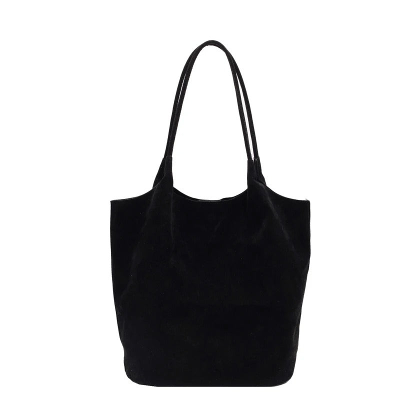 Large Suede Tote Bag with Single Shoulder Strap