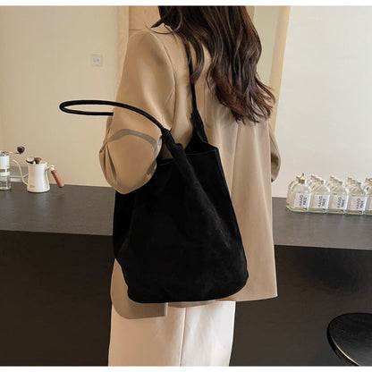 Large Suede Tote Bag with Single Shoulder Strap