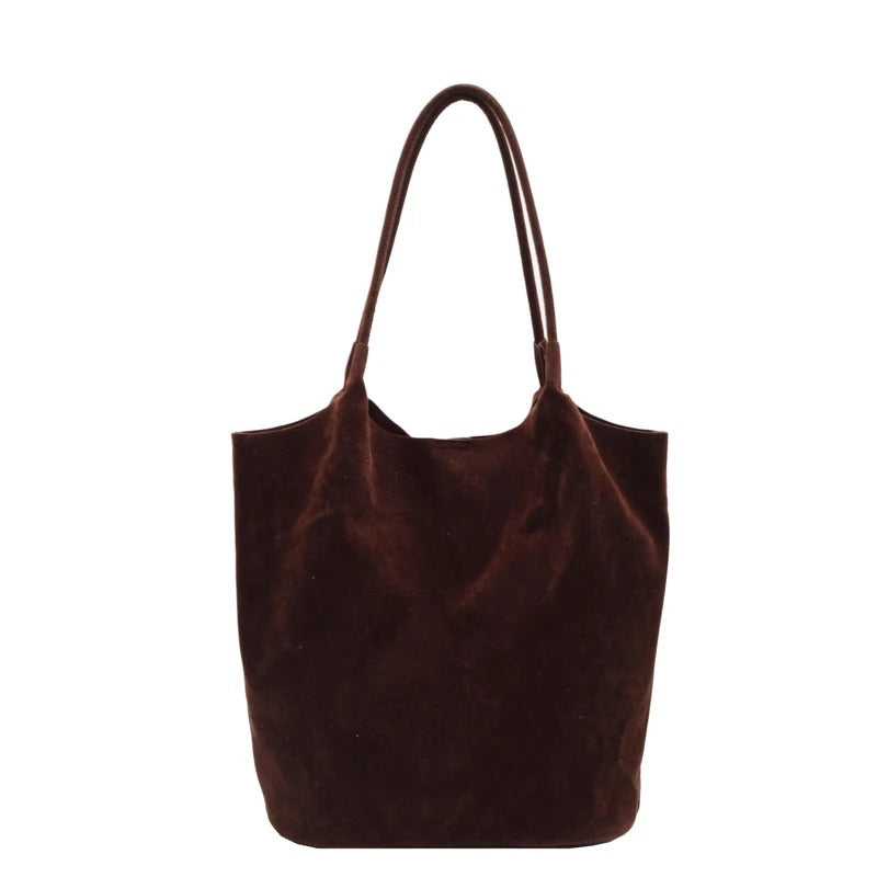 Large Suede Tote Bag with Single Shoulder Strap