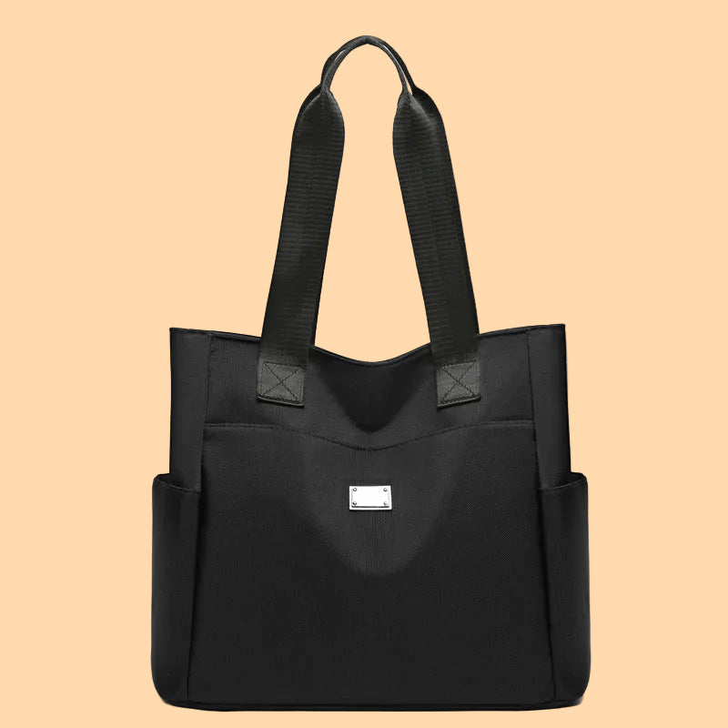 Large Tote Bag with Multiple Pockets and Contrast Handles
