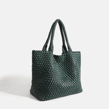 Large Woven Leather Tote Bag with Braided Handles
