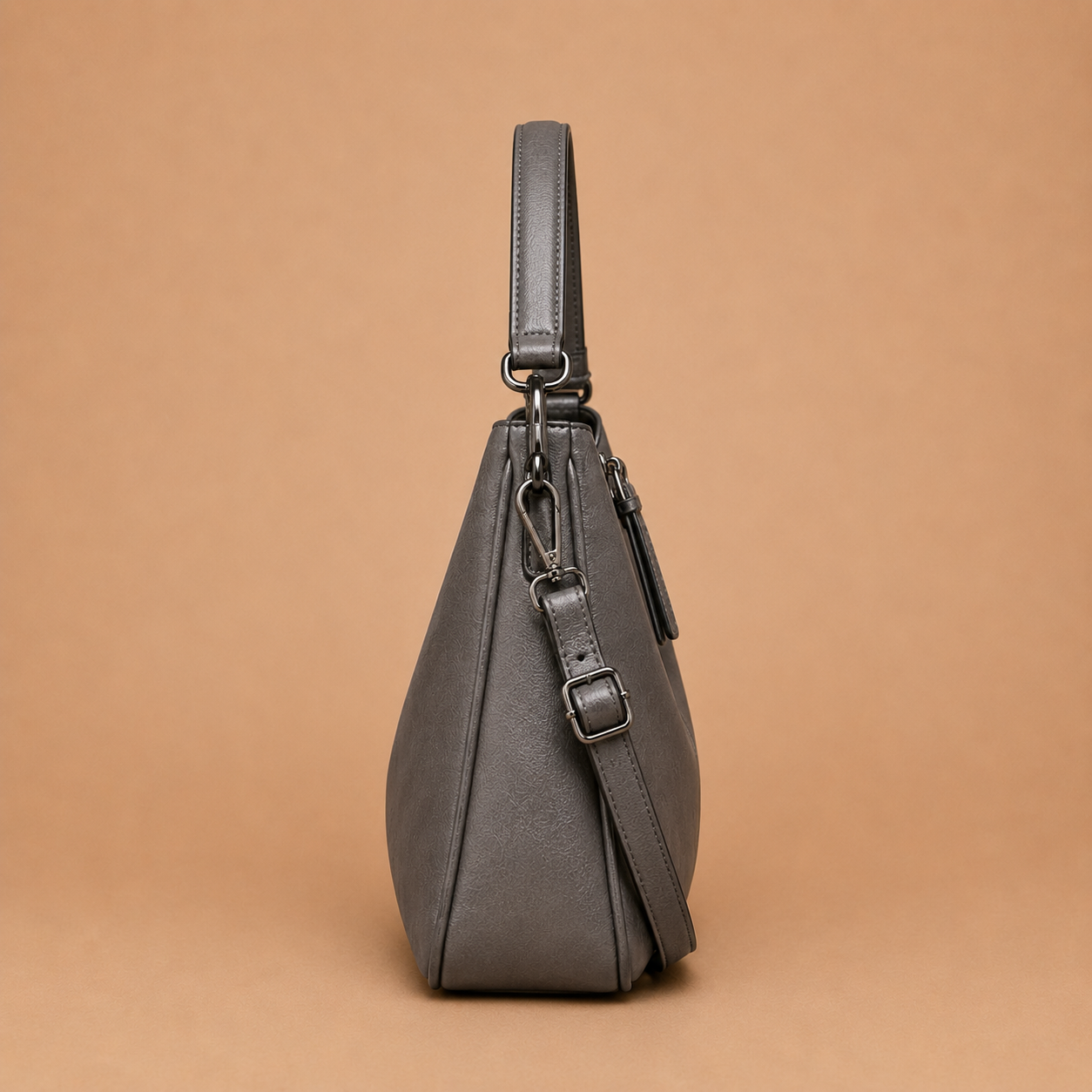 Large Slouchy Leather Hobo Bag with Zip Top