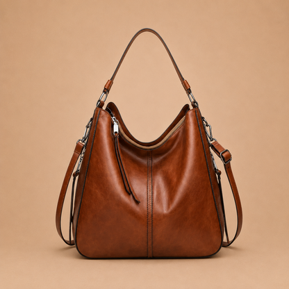 Large Slouchy Leather Hobo Bag with Zip Top
